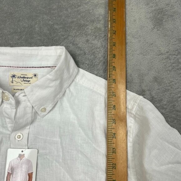 Weatherproof Vintage White Washable Linen Shirt Short Sleeves M a0017 - Picture 6 of 9